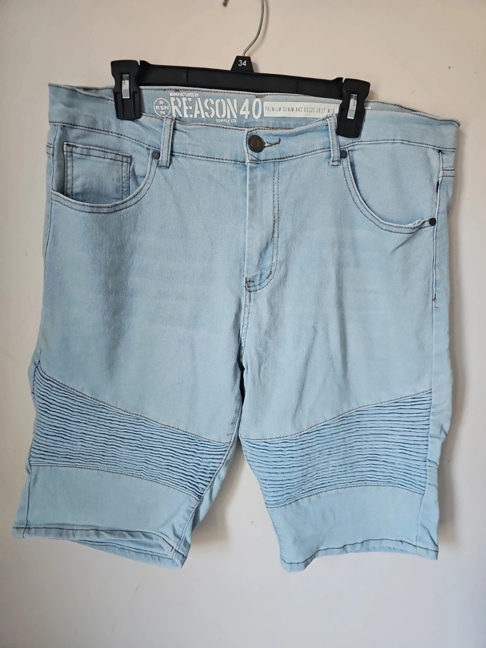 Reason Light Blue Men's Denim Biker Shorts